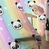 Kreskówkowe Zwierzątko Panda Gwiazda Paski Tęczowe Przezroczyste Zasłony do Dekoracji Salonu Zasłony Okienne Kuchnia Tiul Zasłony Woalowe