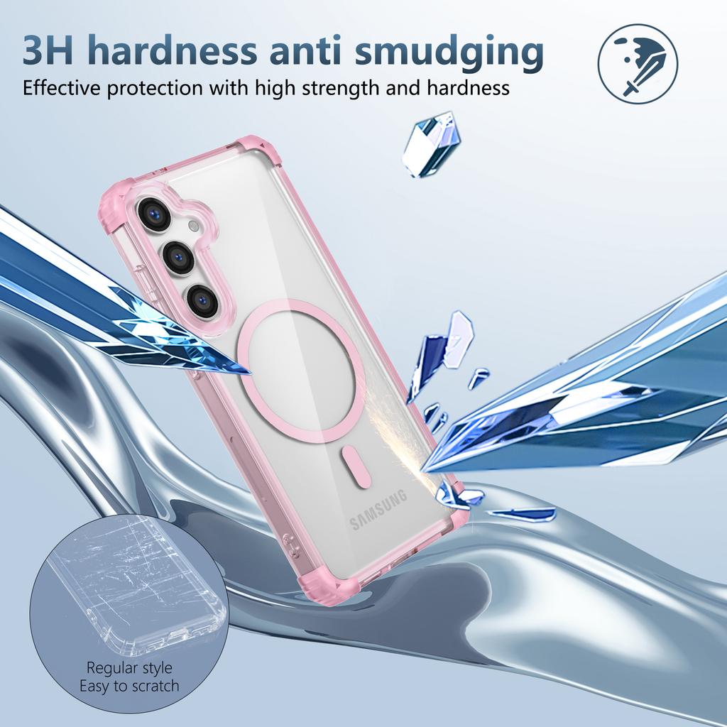 For Samsung Galaxy S24 Magnetic Phone Case Transaprent TPU+PC Hybrid Cover