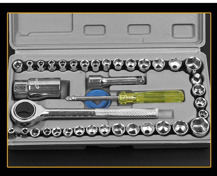 40-Piece Car & Motorcycle Repair Tool Set: Wrenches, Sockets & Ratchet for Home Mechanics