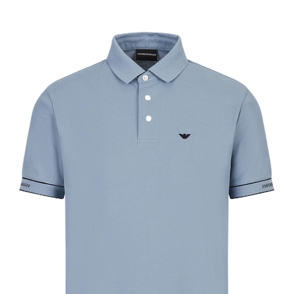 Emporio Armani Solid Color Logo Embroidered Short Sleeve Polo Shirt Men Tops Light-Blue 3R1F67-1JCYZ-0761