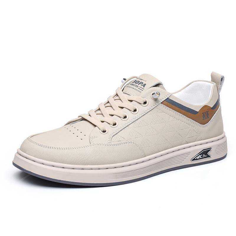 FashionMen s Casual Leather Shoes Leisure Walk Sneakers New Fashion Designer Male Vulcanize Shoes Simple Versatile Skateboard Footwear 38 бежевый 6900₽
