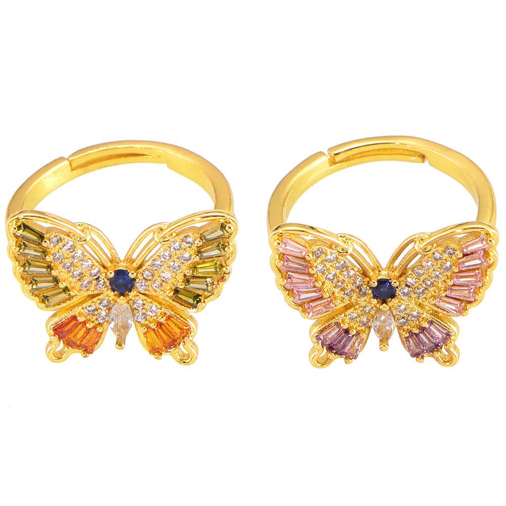 Elegant Light Luxury Zircon Butterfly Ring