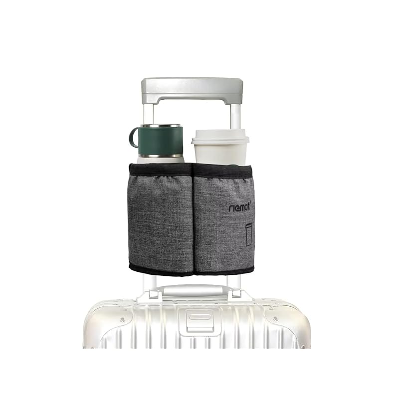 

[riemot] for suitcases bottle holder Adjustable size accessory case trip For business trips suture gray