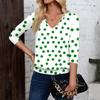 Women's Fashion Casual V-Neck Three-Quarter Sleeve Print Top