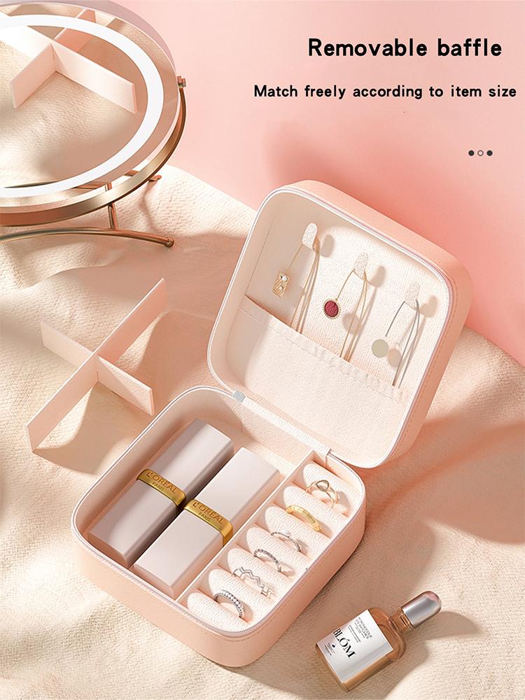 Portable Mini Jewelry Storage Box Travel Organizer Jewelry Box Leather Storage Earrings Necklace Ring Jewelry Organizer Display