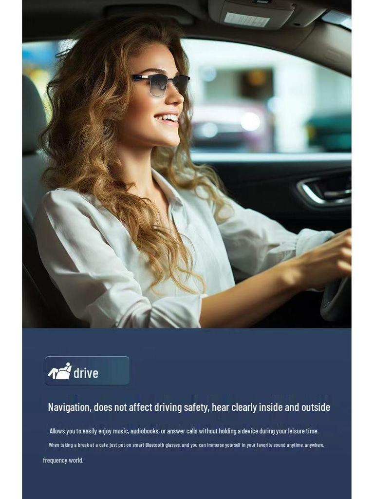 Slimme Fotochrome Bluetooth Zonnebril met Oordopjes - Blauwlichtfilter, Halve Frame voor Rijden & Fietsen