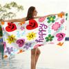 Glückliches Gesicht Herz Blume Strandtuch, Niedliches Lächeln Saugfähiges Schnelltrocknendes Handtuch für Sommer Pool, Urlaub & Strand