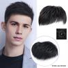 Men Short Straight Hairpiece with Bangs BaldSpots Gray Hair Coverage High Temperature Fiber Male Black Synthetic Hair Wig