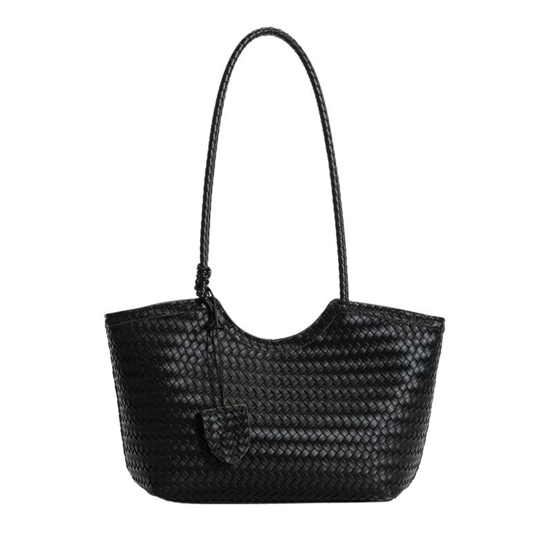 Versatile Large-Capacity Woven PU Leather Shoulder Bag - Stylish Urban Handbag for Women