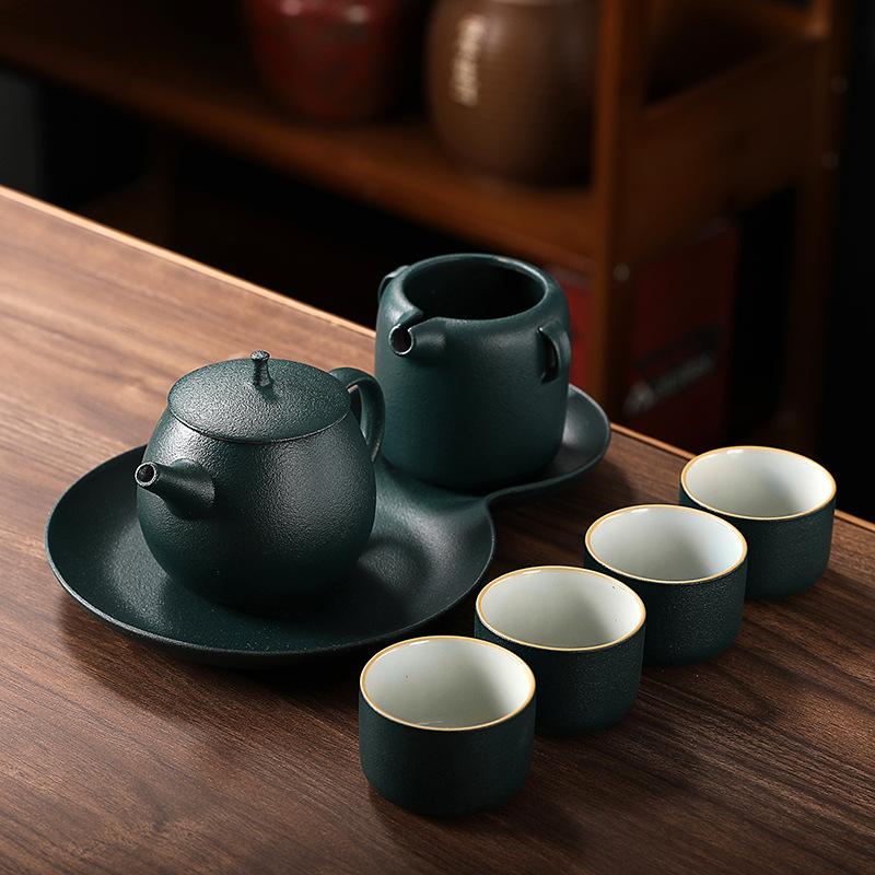 Ceramic Ru kiln kung fu tea set set, bank company holiday cultural and creative gift, can be made into Ru kiln tea sets