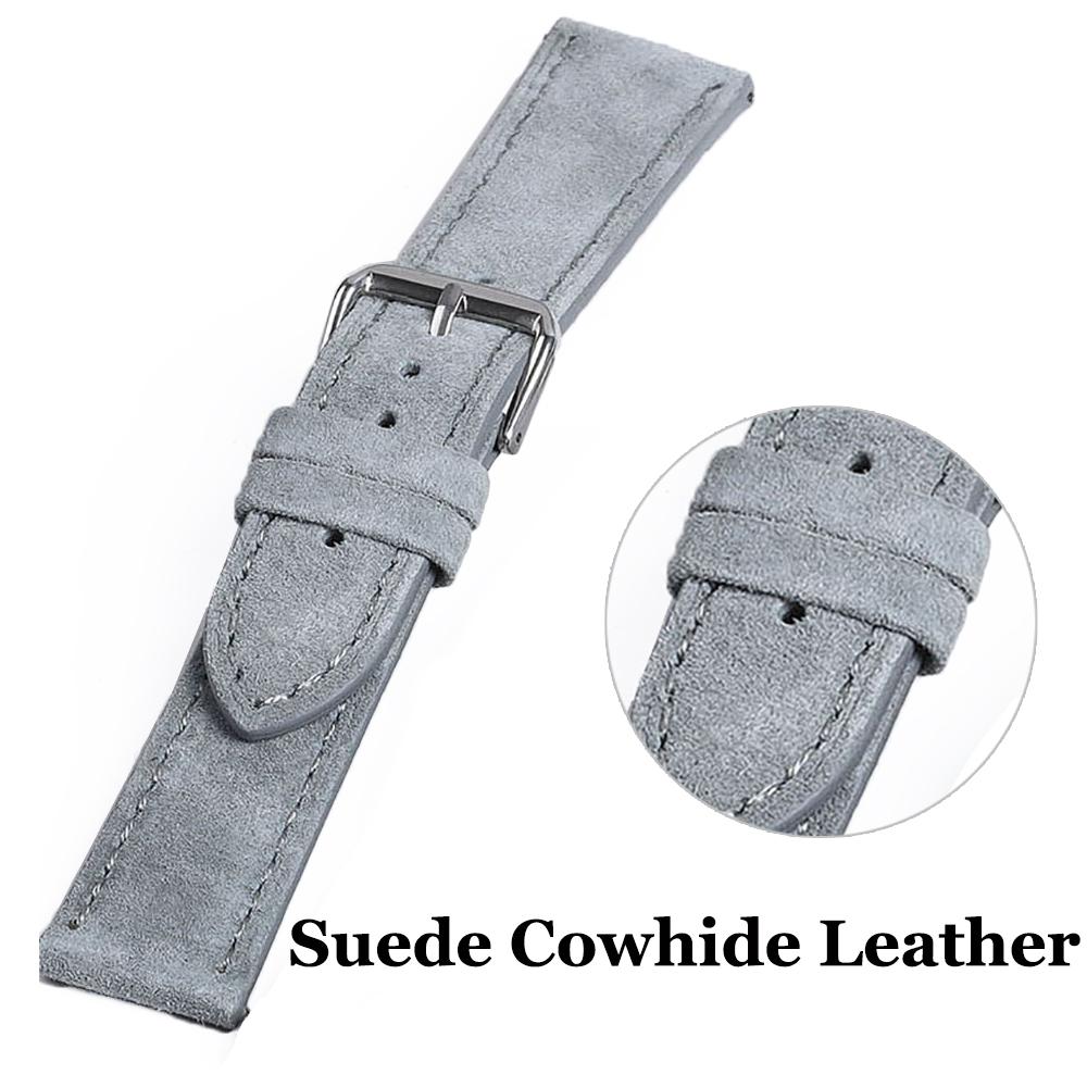 Watchband Vintage Suede Strap for Seiko Cowhide Leather Watch Band for Omega for Rolex  Stitching Bracelet Sport Quick Release Replacement