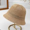 New Straw Weave Fisherman Cap Hollow Out Floppy Wide Brim Bucket Hat Foldable Breathable Sunshade Sun Hat Female