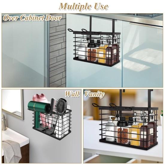 Yousheng Hair Dryer Holder Organizer Adjustable Height 3-in-1 Wall Mounted Cabinet Door Storage for Hair Dryer Flat Irons Curling Wands