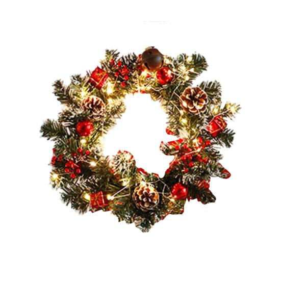 Christmas Wreath for Front Door Artificial Pine Wreath with Berries/Pinecones/Flowers for Holiday Indoor Outdoor Wall Window Porch Decor
