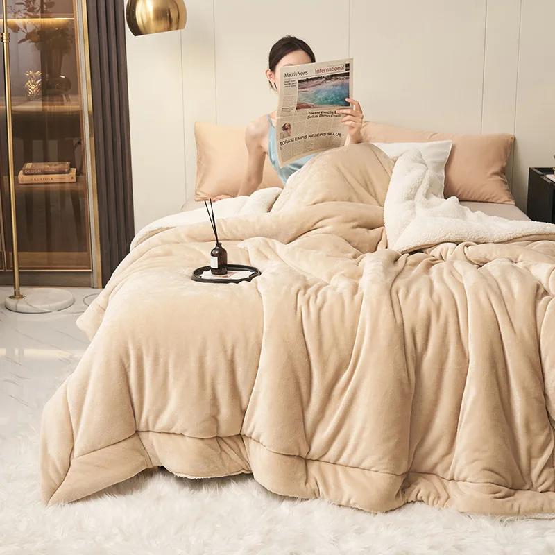 New Throw Blanket Keep Warm Winter Bed Blankets Flannel Sofa Blanket Simple Fashionable Solid Color Light Luxury for Office Home