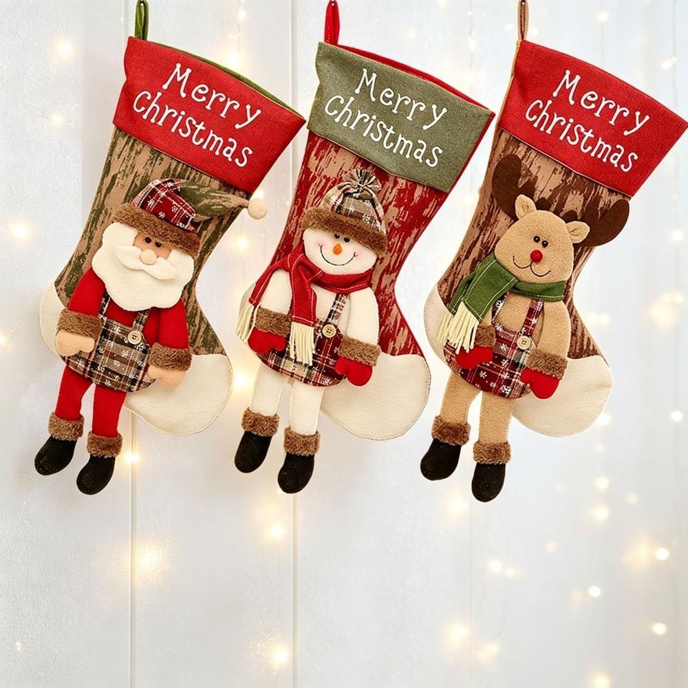 Snowman Christmas Gifts Bag Cartoon Christmas Decorative Socks Xmas Tree Ornaments
