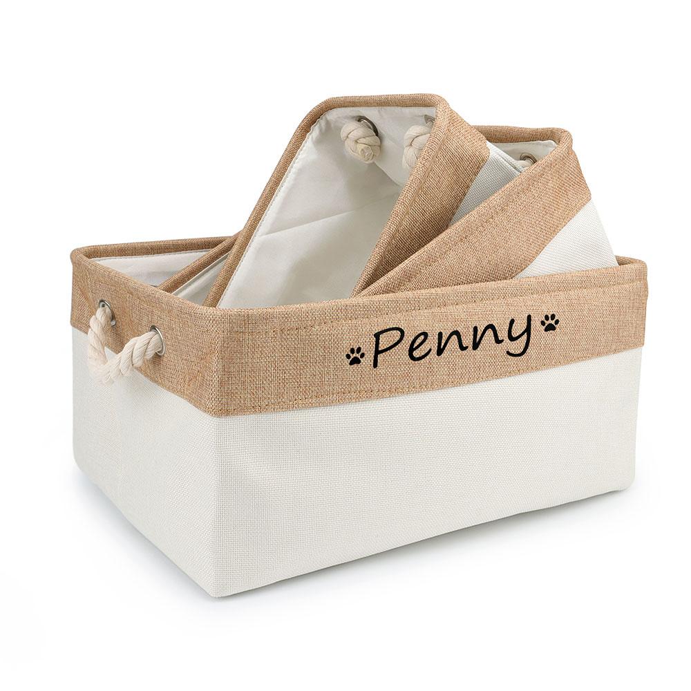 Free Custom Basket Cat Dog Toy Print Name Pet Storage Box DIY Toys Clothes Accessories Foldable Organize Customized