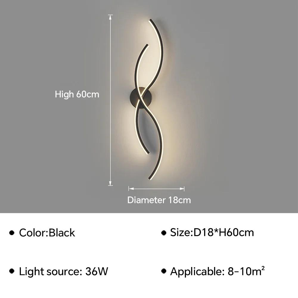 Moderní LED nástěnné svítidlo s páskem pro obývací pokoj, ložnici, noční stolek, konzolové světlo, pozadí, nástěnné svítidlo, domácí dekorace, osvětlovací tělesa