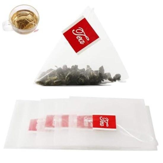 YFFSFDC Disposable Tea Bags 100 Pieces Drawstring Pack Unbleached Non-Woven Fabric Coffee Triangle Barley Cold Brew Corner Strainer Filter Bag Heat