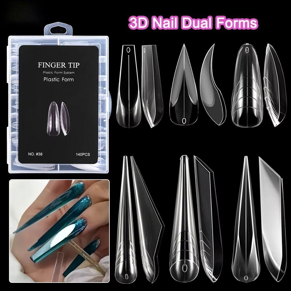 Reusable Advanced Shape Dual Forms Curved Stiletto 3D Nail Forms New Nail Design Tools