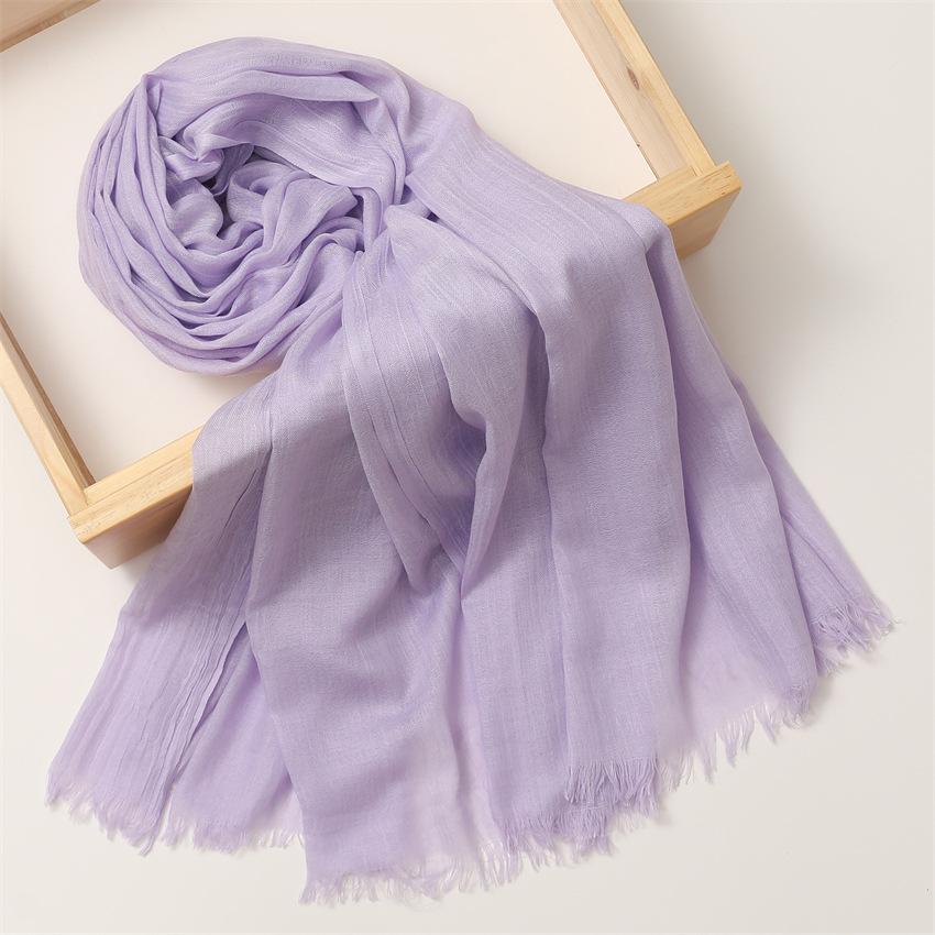 Foreign Trade Silk Scarf Cotton And Linen Headscarf Women'S Spring And Summer Solid Color Japanese And Korean Scarf Sun Protection Warm Shawl Hair