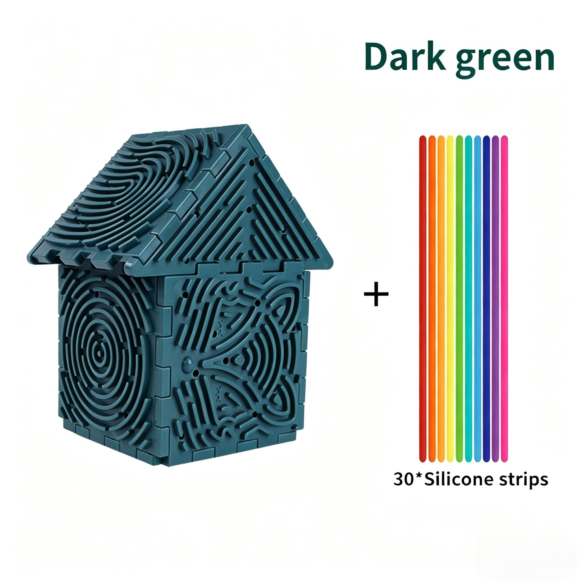 

3D Stereo Silicone Stress-Relief House Toy, Children s Sensory Training Tool, Baby Concentration Development, Puzzle Building Blocks, Early Educa темно-зелений колір