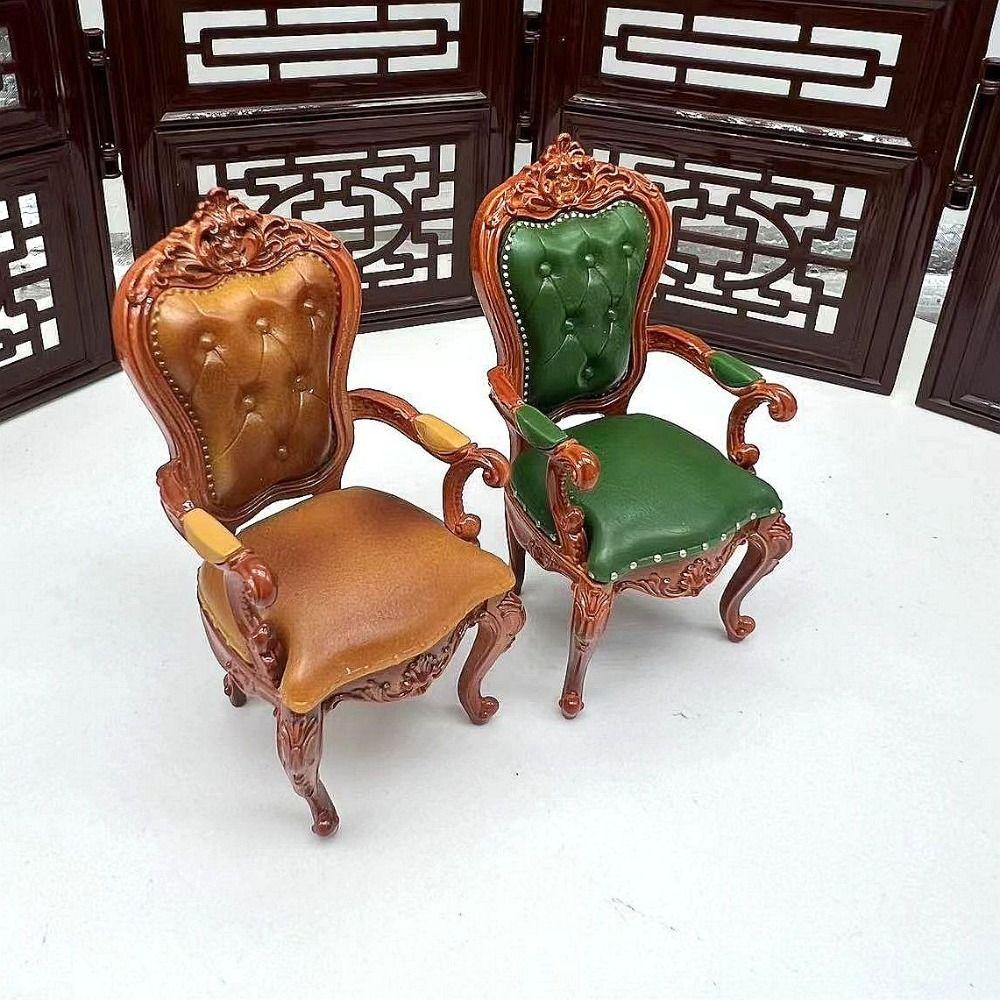 Vintage Style Dollhouse Chairs Mini Retro 112 Scale Miniatures Furniture Simulated European Doll Dining Chair Kids Toy