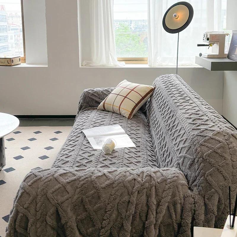 Super Warm Blanket for Sofa Coral Fleece Sofa Blanket Towel for Winter Soft Thick Couch Cover for Living Room 1/2/3/4 Sofa Cover