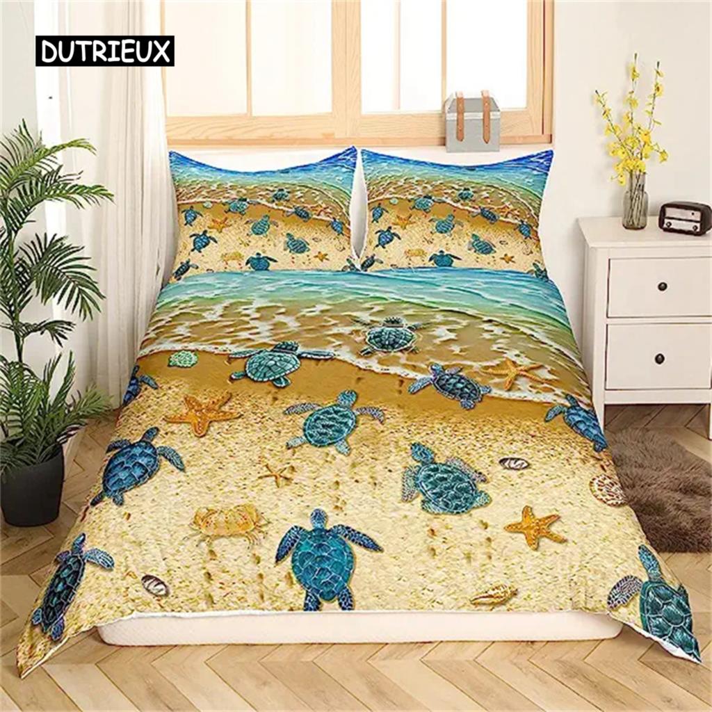 

Blue Ocean Duvet Cover Waves Bedding Set Hawaiian Tripocal Sea Wave Sea Beach Bedding Comforter Cover Microfiber for Women Men EU single(135x200cm)