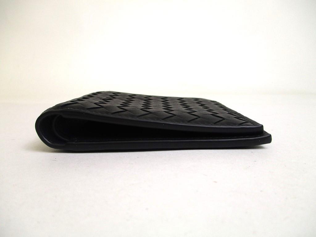 Authentic BOTTEGA VENETA Intrecciato Black Leather Small Bi-Fold Bill Wallet #a536  Refurbished