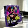 Custom Name Personalized Harley Quinn Joker Print Blanket, Home Decor, Bedroom, Sofa, Camping, Couch, Gifts for Birthday Christmas