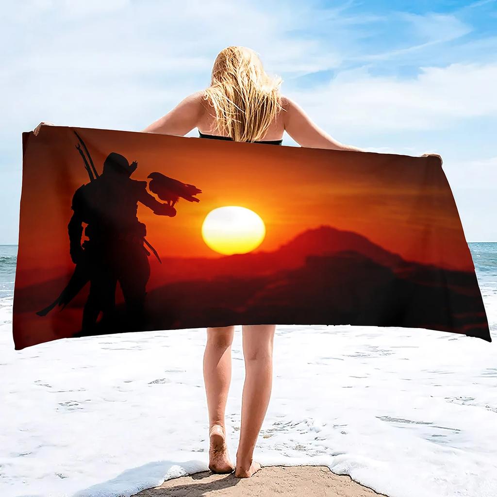 Japanese Samurai Beach Towel Super Soft Water Absorbent Bath Towels Mens Light Bath Towels Water Absorpt Swim Bath Towels
