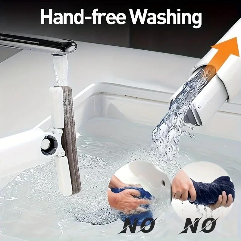 Mini Mop Portable Self-Squeeze Short Mop Lazy Hand Wash-Free Strong Absorbent Mop Wet and Dry Use Bathroom Desktop Glass
