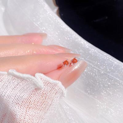 Temperament-like Southern Red Agate Earrings for Women Versatile Simple Fashionable Commuting Personalized Earrings