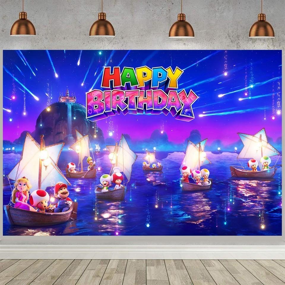 Galaxy Super Mario Party Supplies Backdrop Banner Background Birthday Decor