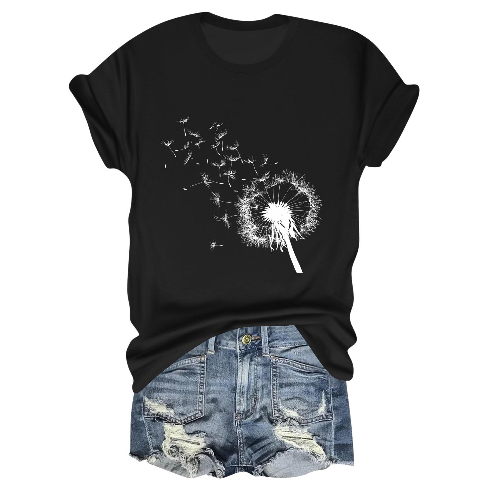 

Женская модная футболка с круглым вырезом и коротким рукавом, пуловер L чёрный