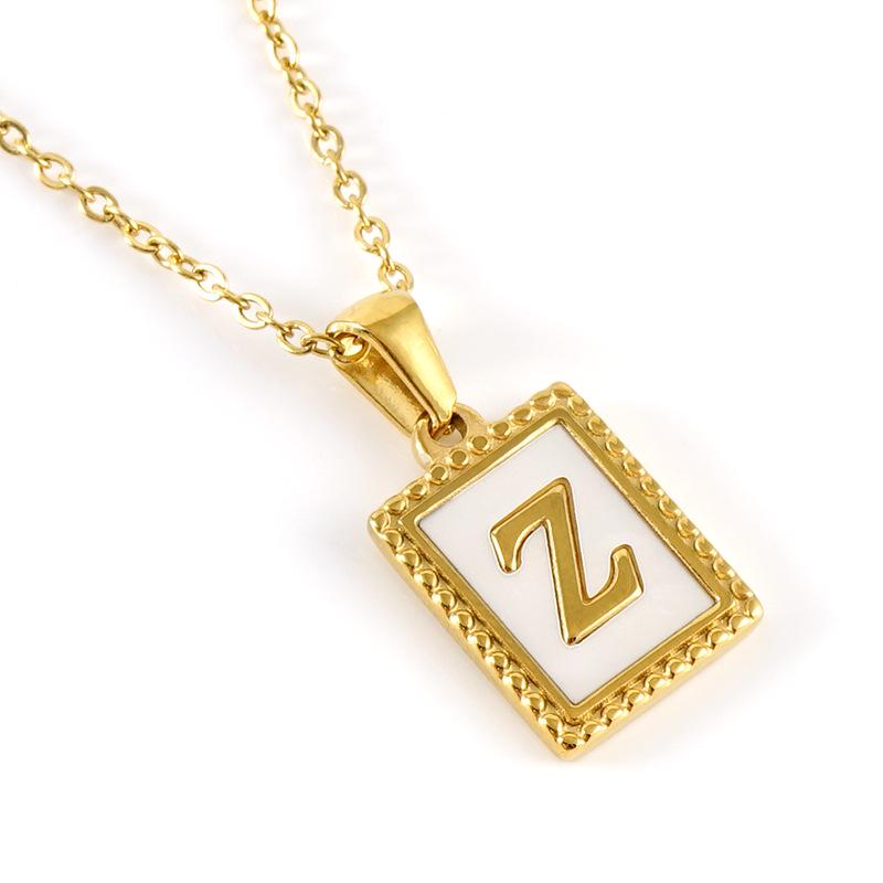 18K Gold Stainless Steel Letter Pendant Necklace – European and American Style Titanium Steel Clavicle Chain for Women