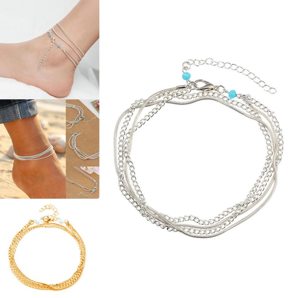 Elegant Women Turquoise Charm Anklet With Beautiful Beach-foot Jewelry Design