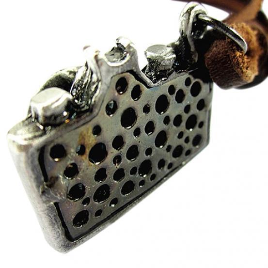 Cool Unisex Rock Punk Camera Charm Pendant Faux Leather Necklace