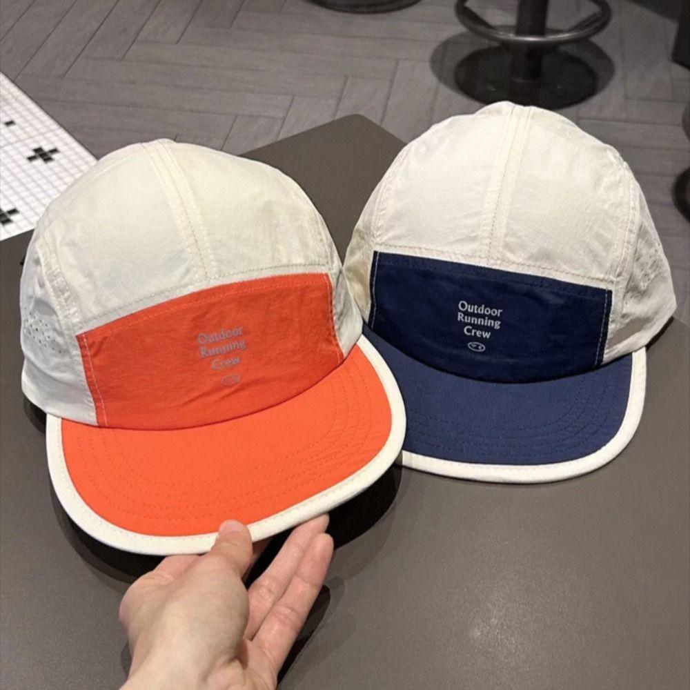 Embroidered Letter 5 Panel Baseball Cap Contrast Color Sun Hat Casual Sports Cap  Unisex