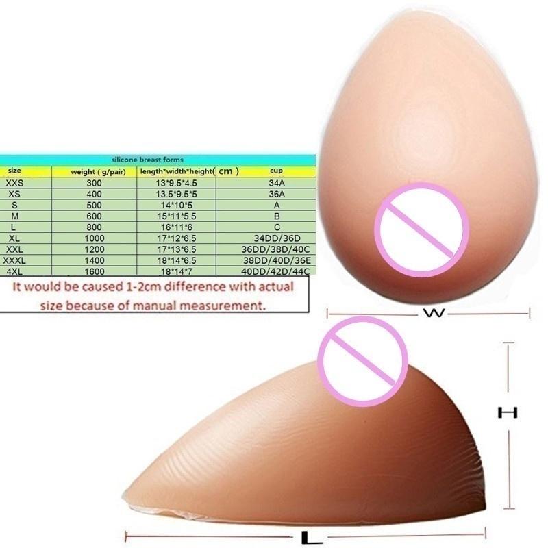 New Silicone Breast Form Waterdrop Shaped Fake Breast Self-Adhesive Padded Bra for Transgender