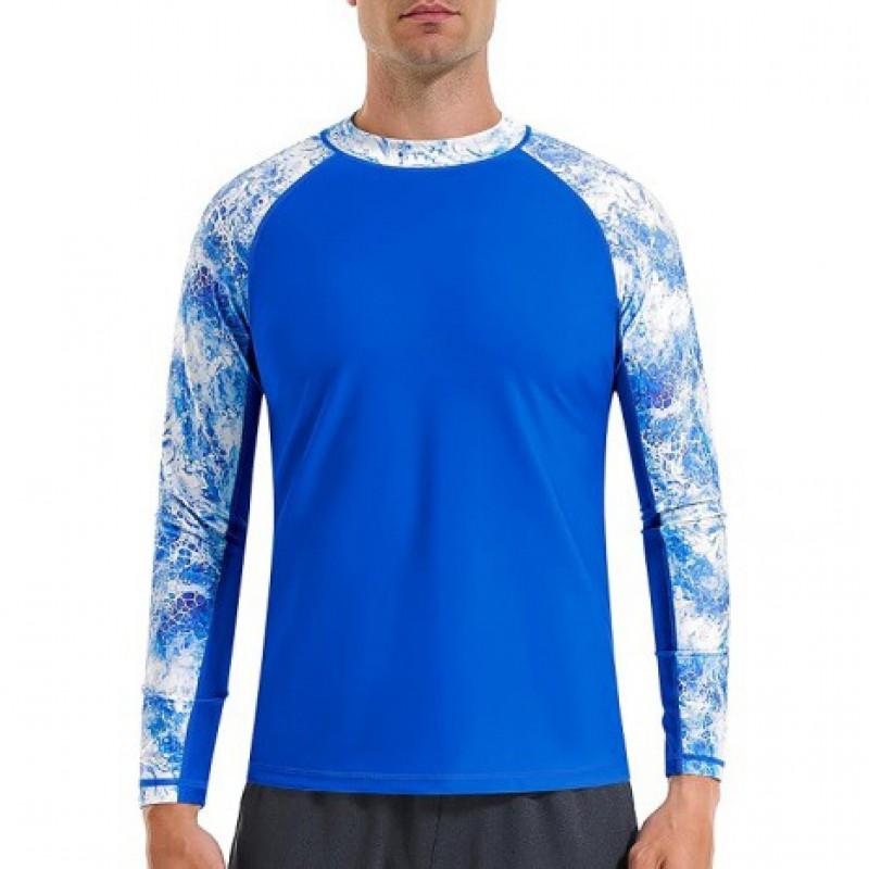 Mens UPF 50 Long Sleeve Rash Guard Paddleboarding Snorkeling Surfing Beach Sun Protection