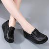 Fashion Platform Shoes Genuine Leather Wedge Heels Casual Shoes Slip-on Loafers Daily Walking Shoes