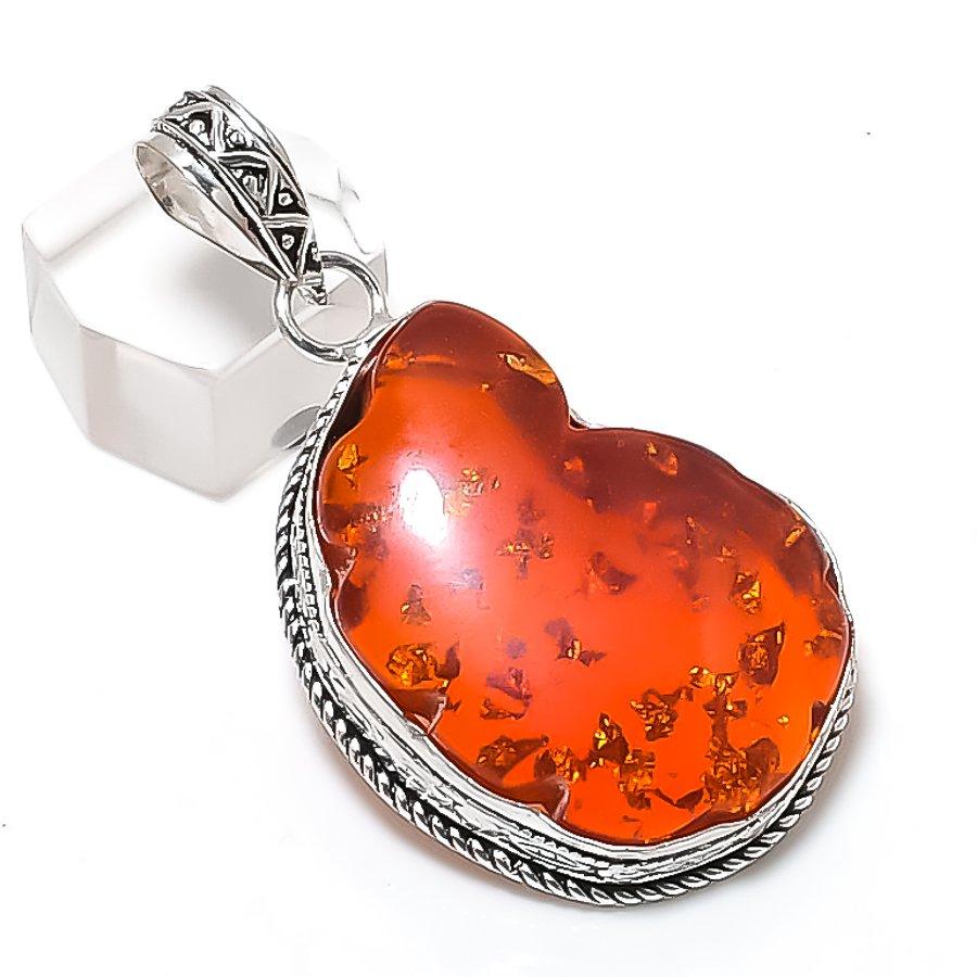 

Натуральный балтийский янтарь драгоценный камень 925 стерлинговое серебро ювелирное изделие кулон 2,25 F0w42