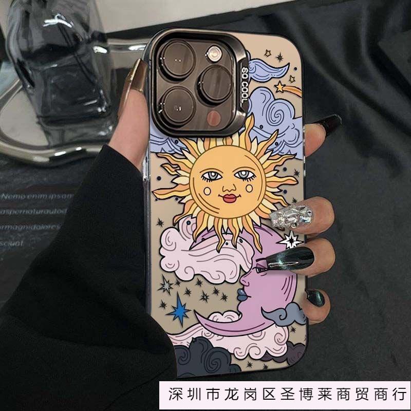 Europe, America, Sun and Moon are suitable for Apple 16promax mobile phone case iPhone15Pro anti-drop 11 cartoon 13/14 new model