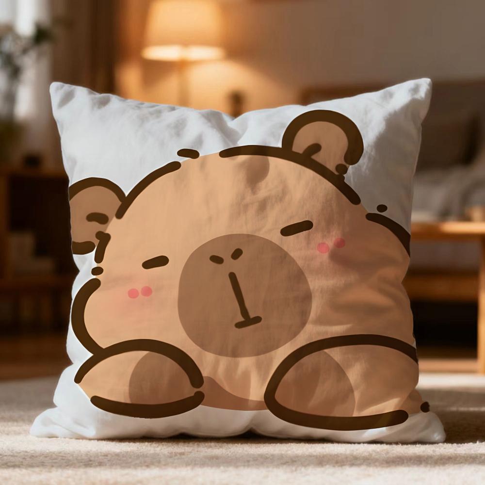 Hot Capybara Cushion Cover Soft Washable Pillow Case Multi-Scene For Couch Bed Travel Office Use