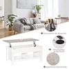 Lift-Top Coffee Table Coffee Table with Lift-Top Surface 2 Open Compartments and Hidden Storage Space 105x50x49 cm White and Marble Effect