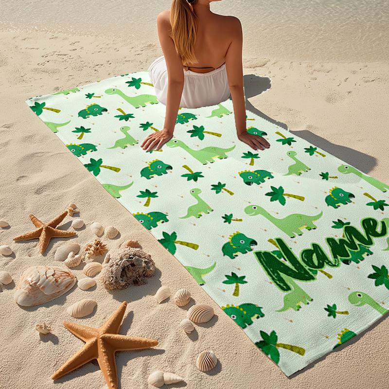 Personalisierbares Ultra-Weiches Strandtuch mit Dinosaurier-Thema, Ideal für Pool - Camping, Tauchen - Perfekter Reisebegleiter, Lebendiges Strandtuch.