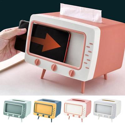 Neuer TV-Taschentuchbox-Organizer mit Handyhalter, Desktop-Papierhalter, Spender, kreativer Taschentuchbehälter, Aufbewahrungsserviettenetui