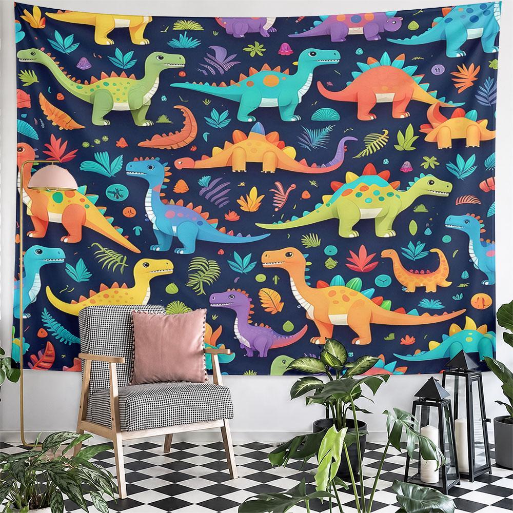 Colorful Cartoon Dinosaurs Pattern Pattern Wall Hanging Tapestry Decorative Tapestry Home Decor for Bedroom and Living Room